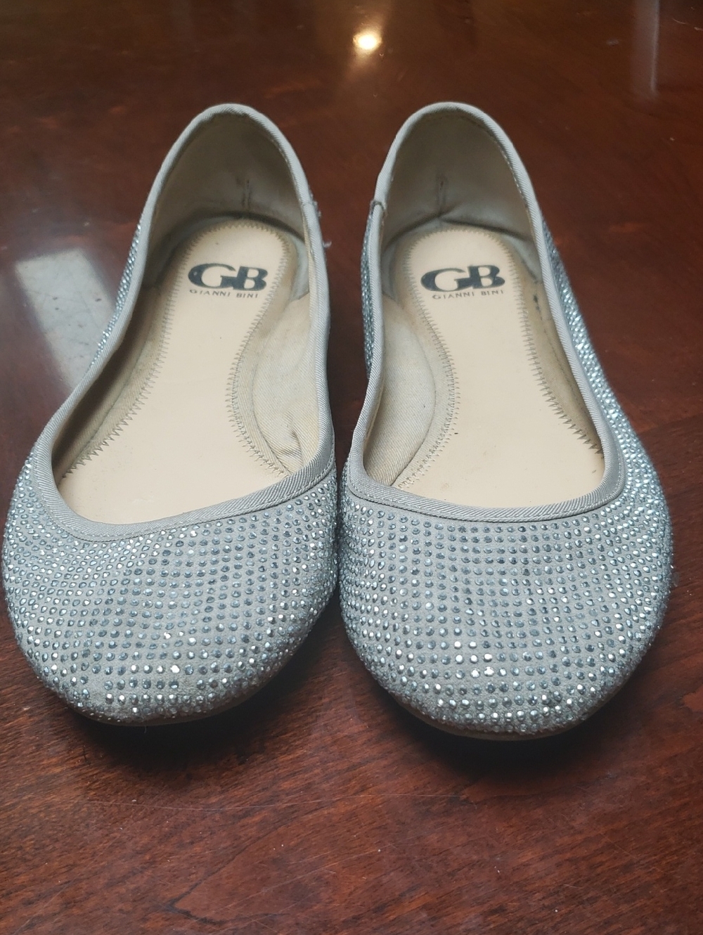 Gianni Bini Silver Rhinestone Ballet Flats